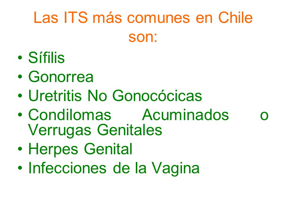 Las ITS más comunes en Chile son: