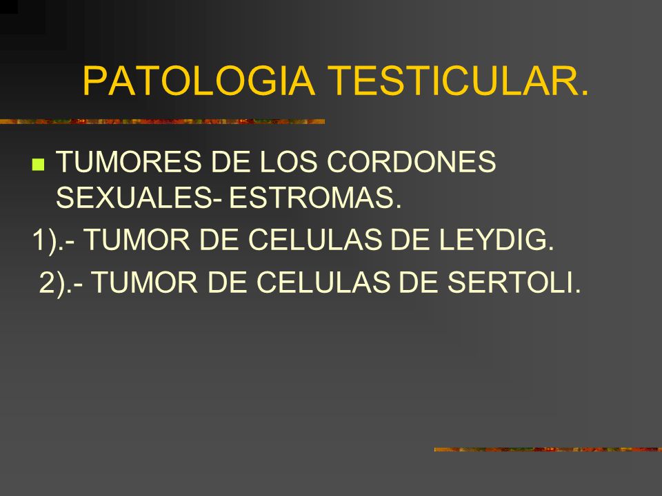 PATOLOGIA TESTICULAR. TUMORES DE LOS CORDONES SEXUALES- ESTROMAS.