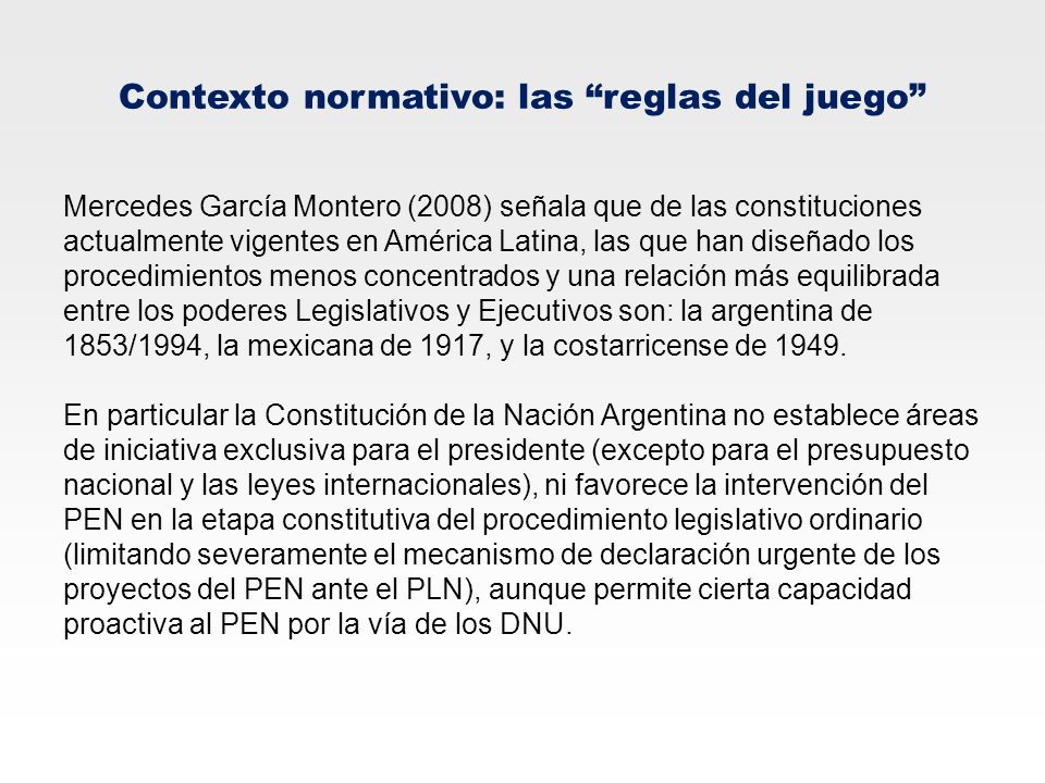 Contexto normativo: las reglas del juego