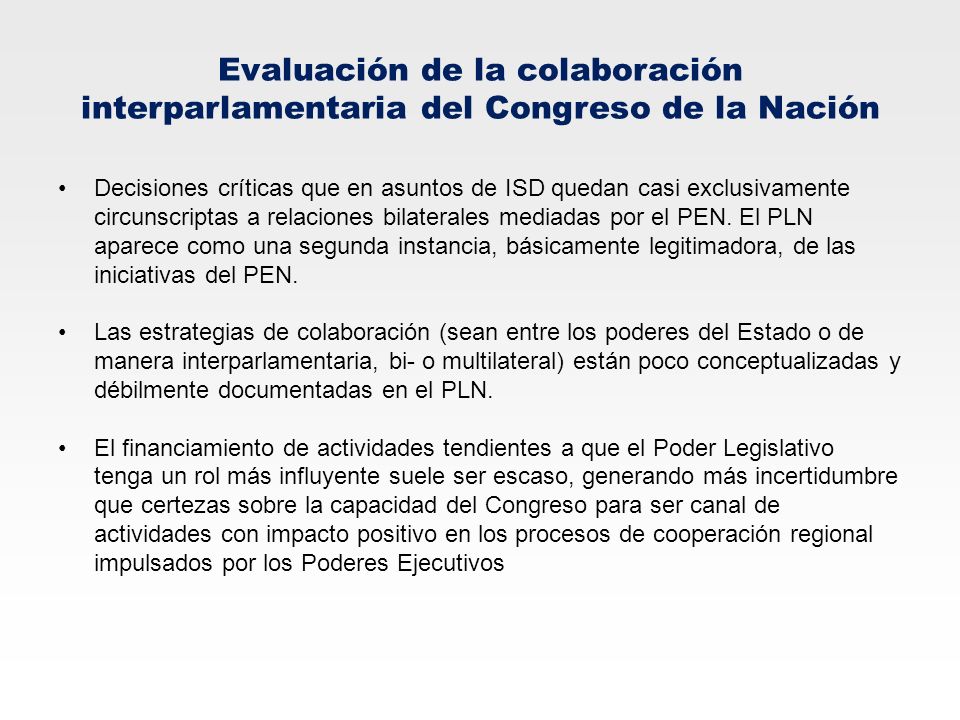 Evaluación de la colaboración interparlamentaria del Congreso de la Nación