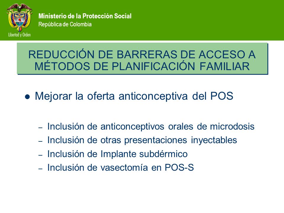 REDUCCIÓN DE BARRERAS DE ACCESO A MÉTODOS DE PLANIFICACIÓN FAMILIAR