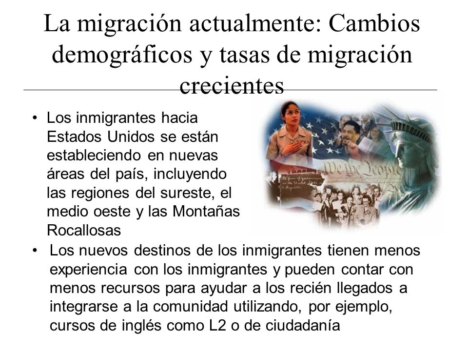 La migración actualmente: Cambios demográficos y tasas de migración crecientes