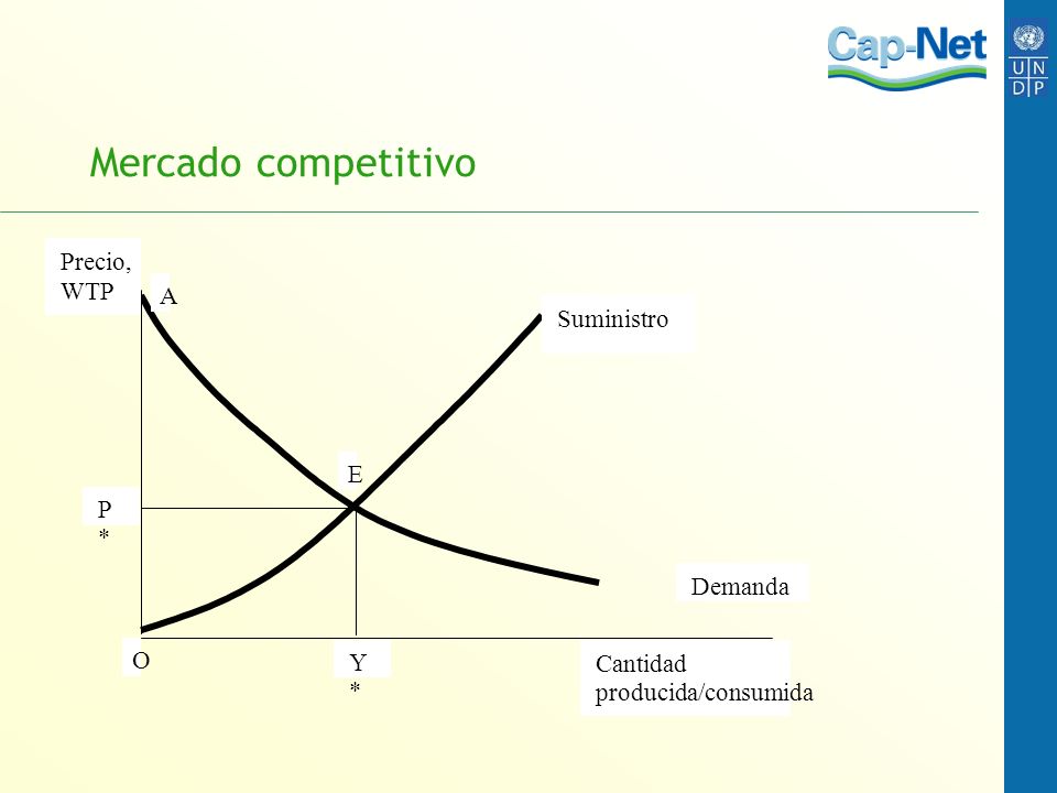 Mercado competitivo Precio, WTP Cantidad producida/consumida Y * P