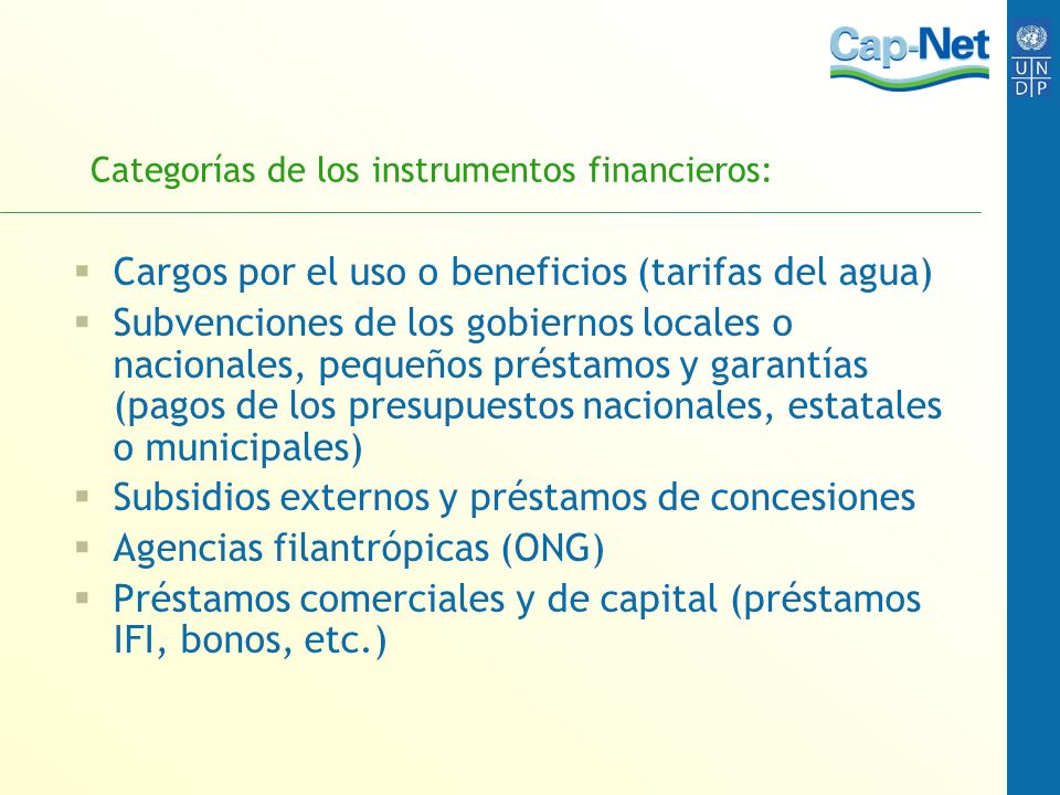 Categorías de los instrumentos financieros: