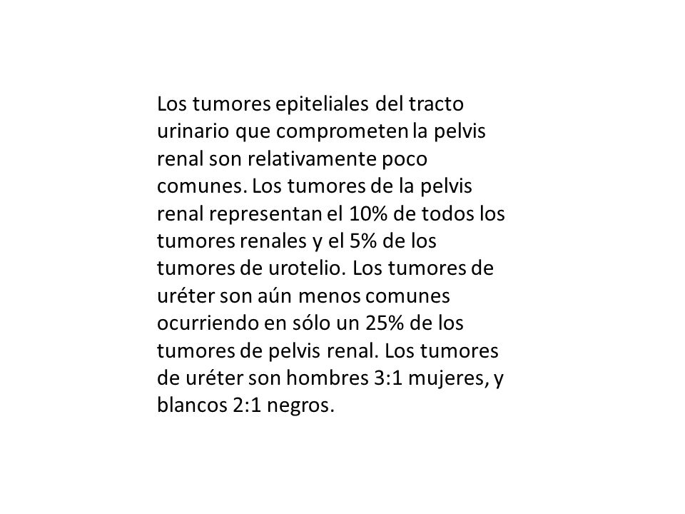 Los tumores epiteliales del tracto urinario que comprometen la pelvis renal son relativamente poco comunes.