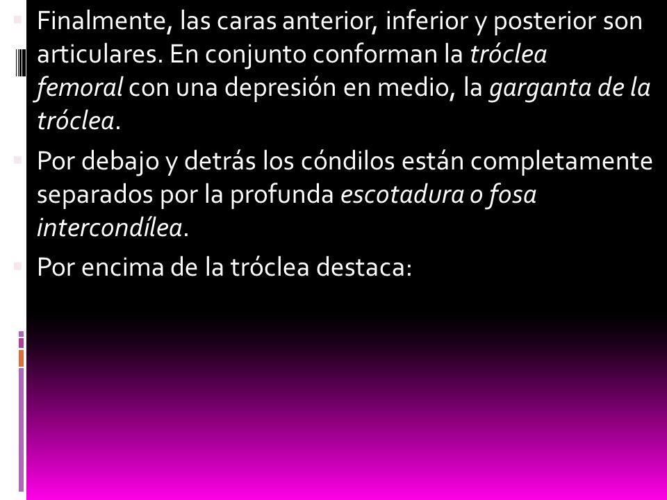 Finalmente, las caras anterior, inferior y posterior son articulares