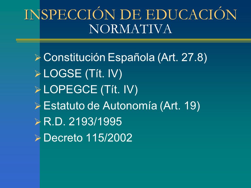 INSPECCIÓN DE EDUCACIÓN NORMATIVA