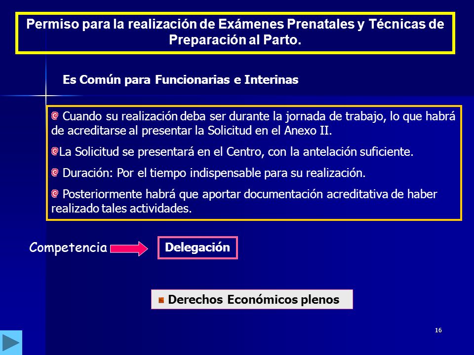 Permiso para la realización de Exámenes Prenatales y Técnicas de Preparación al Parto.
