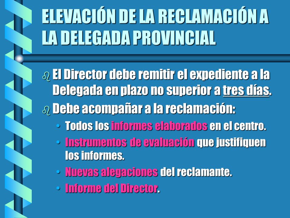 ELEVACIÓN DE LA RECLAMACIÓN A LA DELEGADA PROVINCIAL