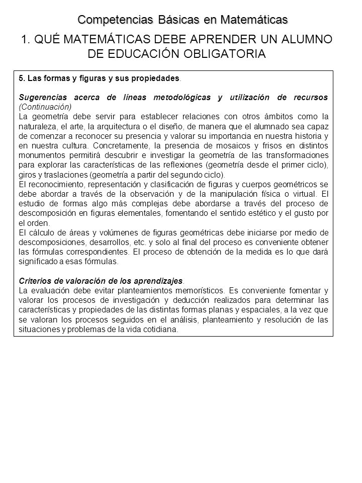 1. QUÉ MATEMÁTICAS DEBE APRENDER UN ALUMNO DE EDUCACIÓN OBLIGATORIA