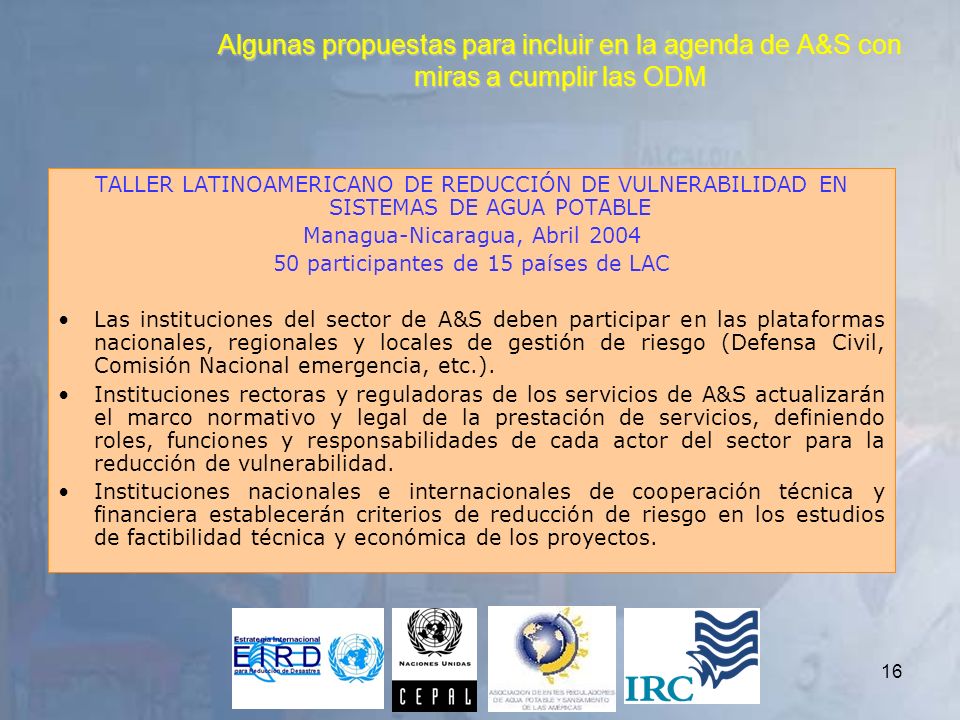 Algunas propuestas para incluir en la agenda de A&S con miras a cumplir las ODM