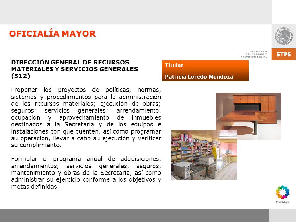 OFICIALÍA MAYOR DIRECCIÓN GENERAL DE RECURSOS MATERIALES Y SERVICIOS GENERALES. (512)