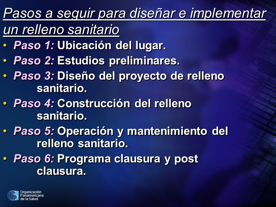 Pasos a seguir para diseñar e implementar un relleno sanitario