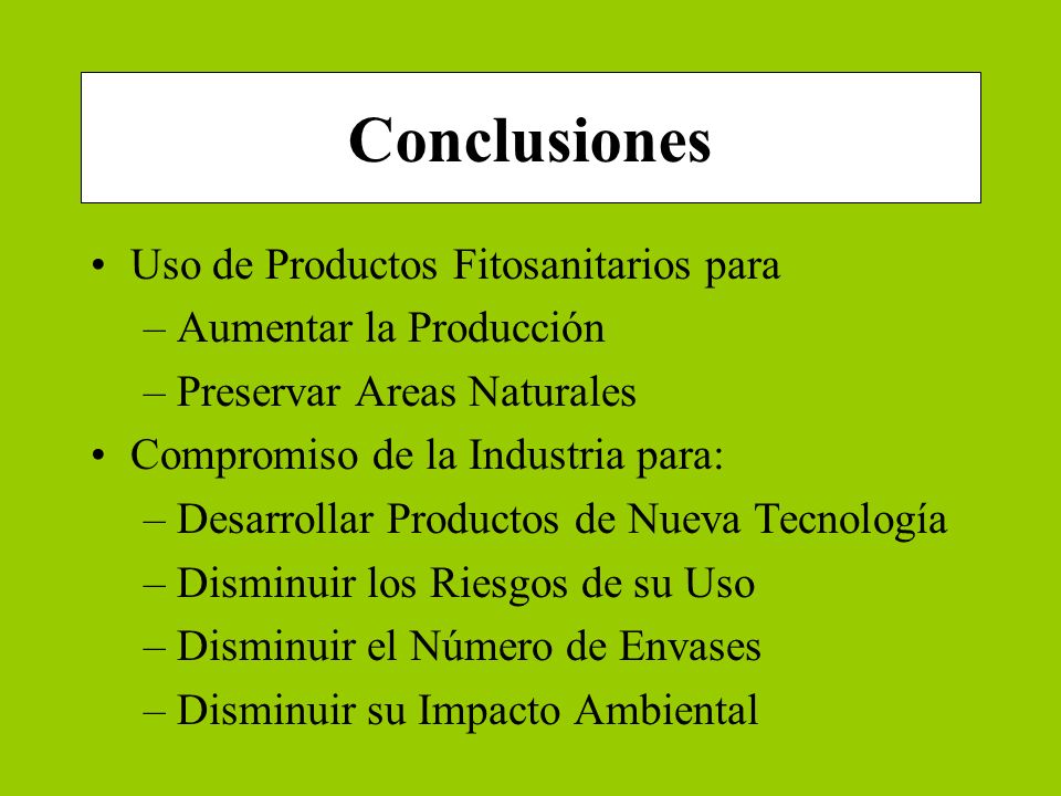 Conclusiones Uso de Productos Fitosanitarios para