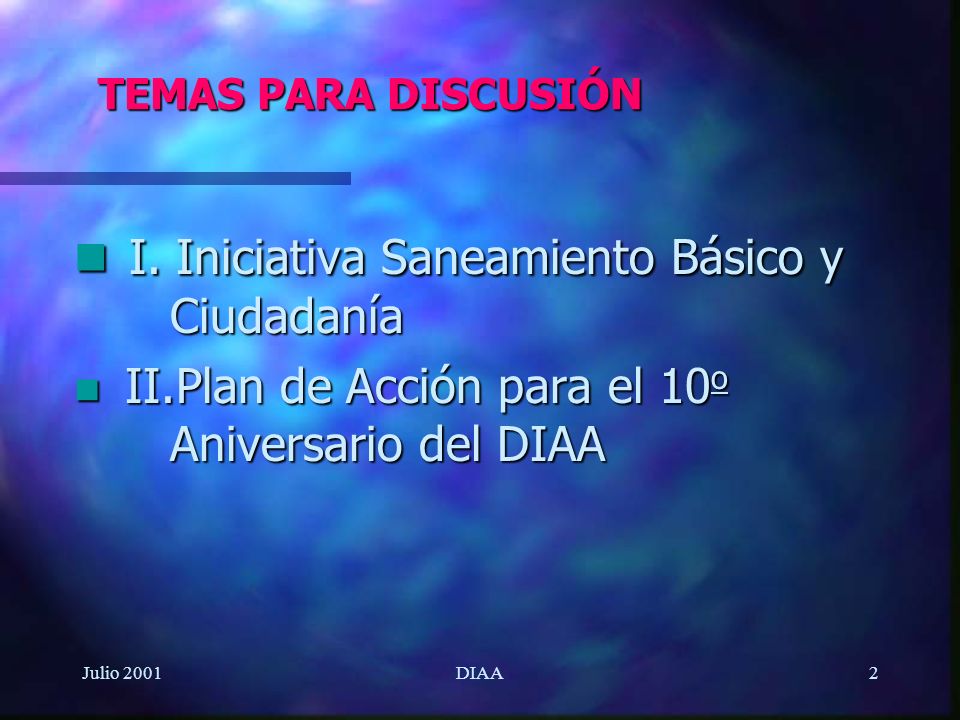 I. Iniciativa Saneamiento Básico y Ciudadanía