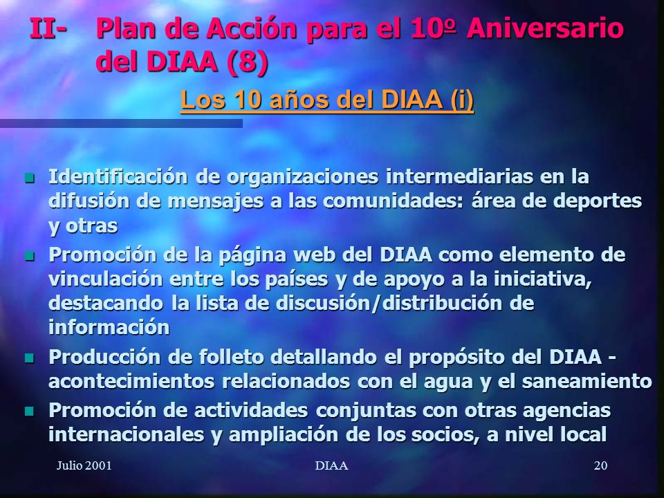 II- Plan de Acción para el 10o Aniversario del DIAA (8)