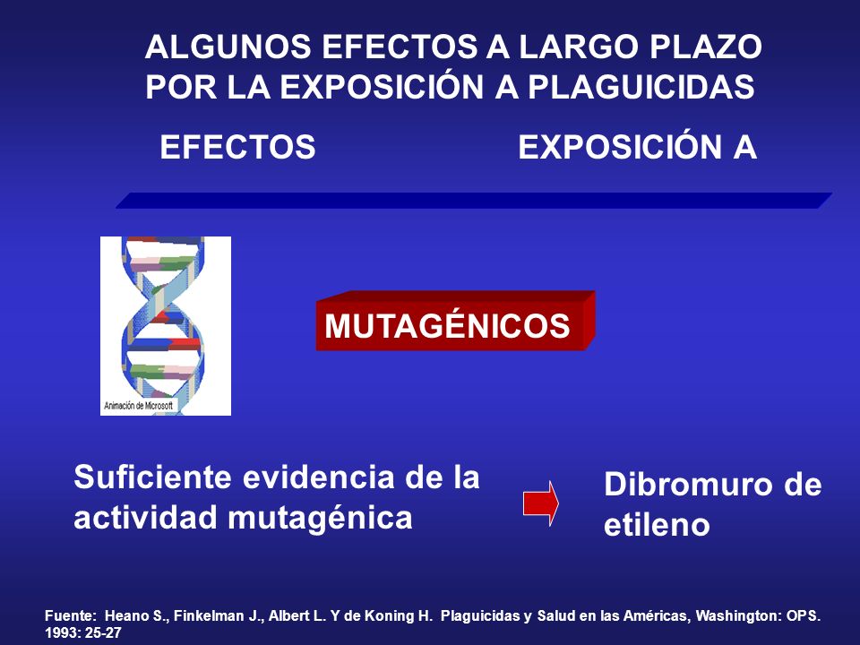 ALGUNOS EFECTOS A LARGO PLAZO POR LA EXPOSICIÓN A PLAGUICIDAS