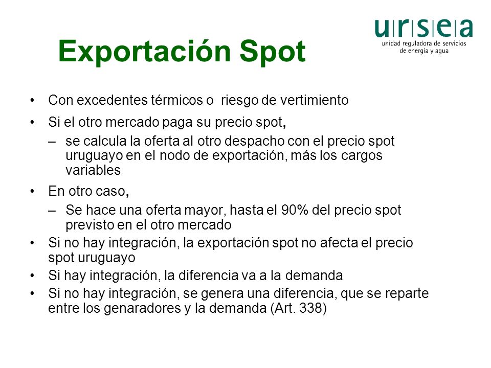 Exportación Spot Con excedentes térmicos o riesgo de vertimiento