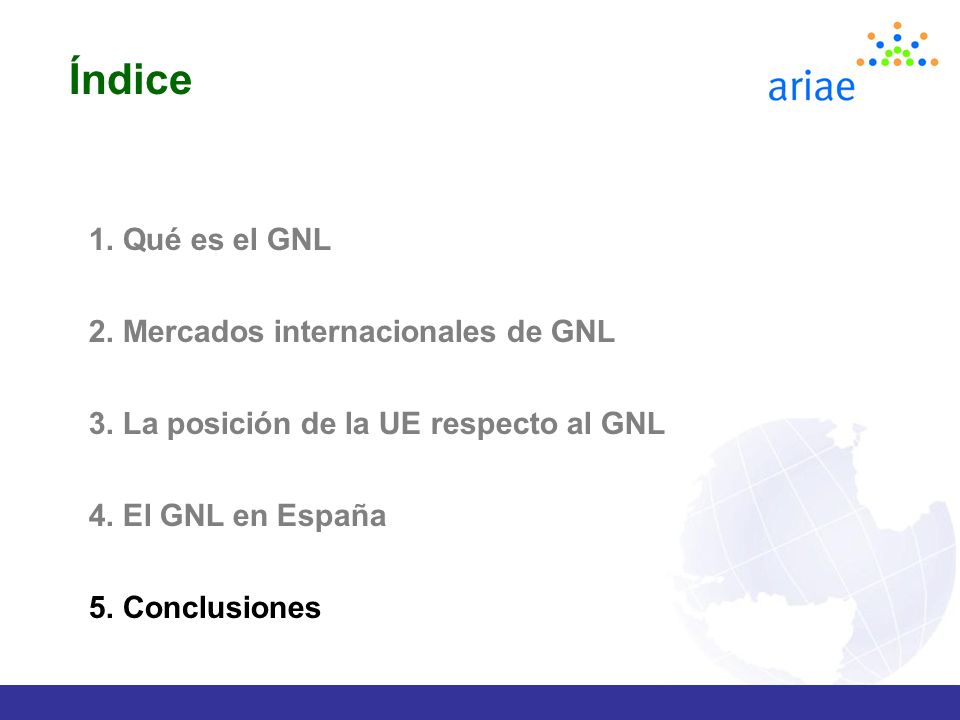 Índice 1. Qué es el GNL 2. Mercados internacionales de GNL