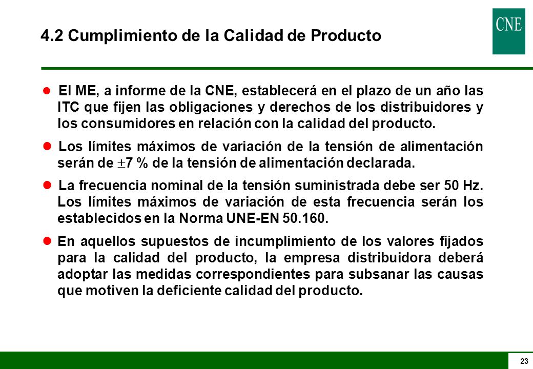 4.2 Cumplimiento de la Calidad de Producto