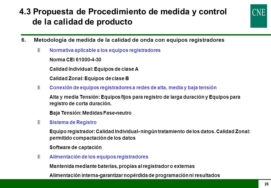 4.3 Propuesta de Procedimiento de medida y control de la calidad de producto