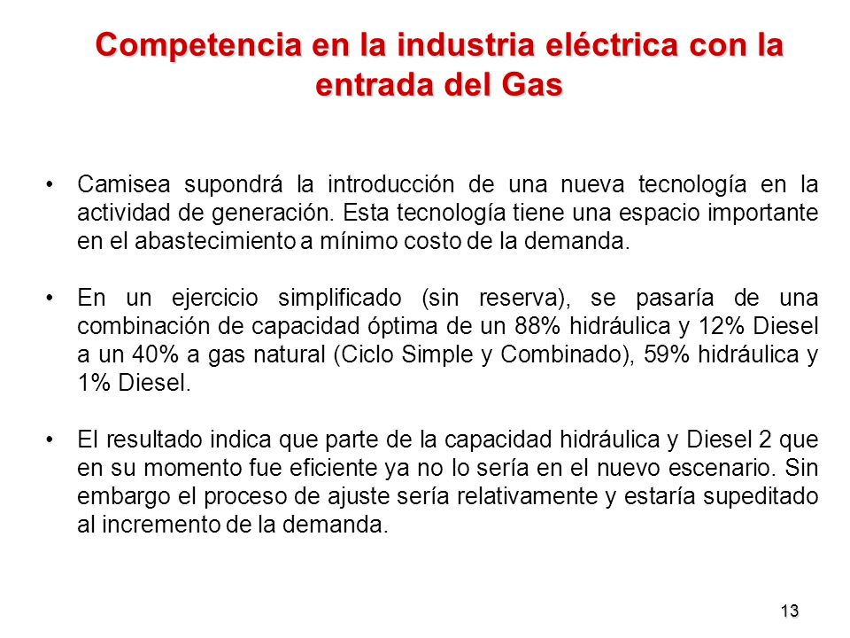 Competencia en la industria eléctrica con la entrada del Gas
