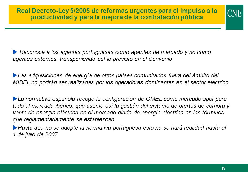 Real Decreto-Ley 5/2005 de reformas urgentes para el impulso a la productividad y para la mejora de la contratación pública