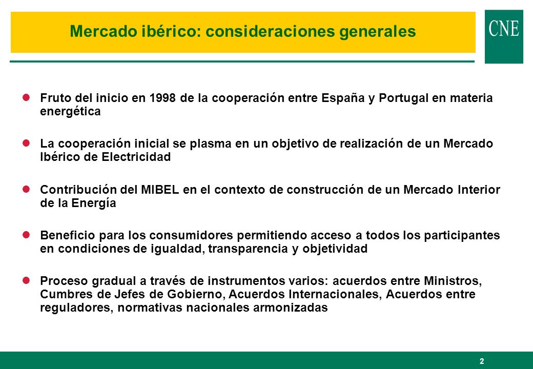 Mercado ibérico: consideraciones generales