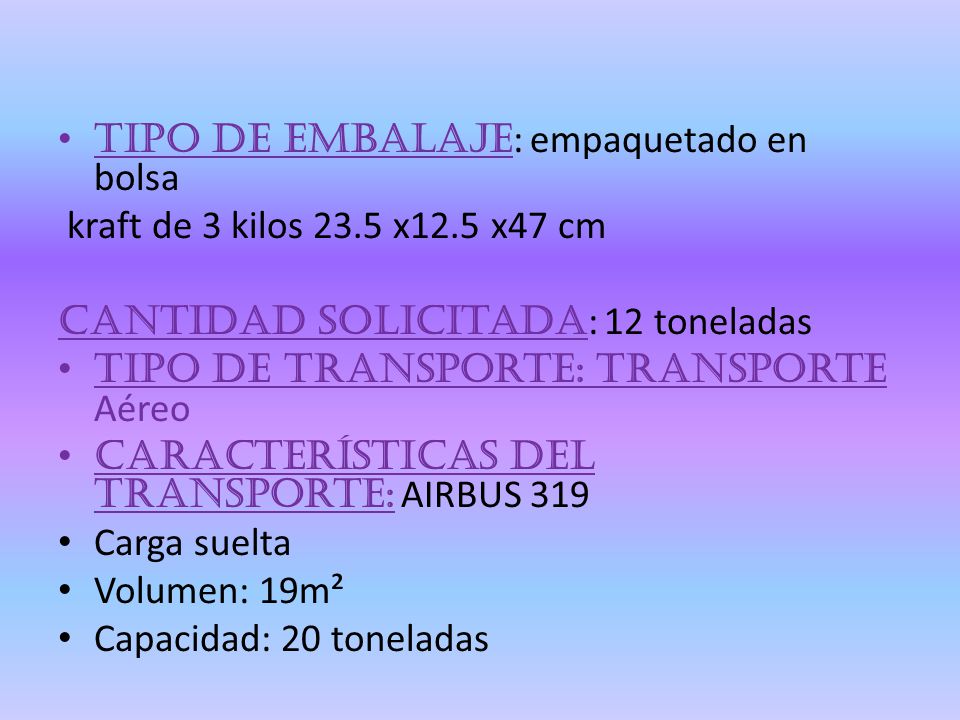 Tipo de embalaje: empaquetado en bolsa