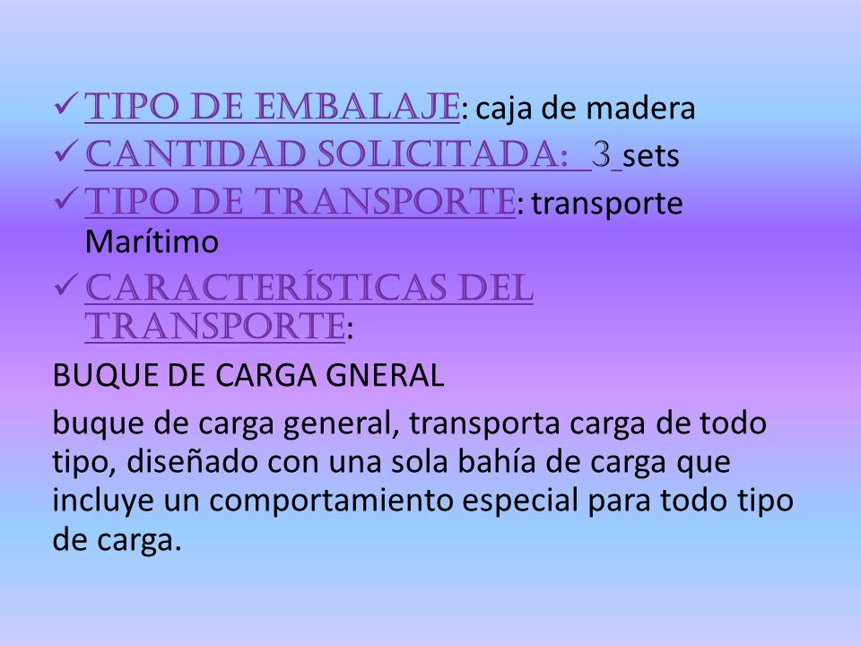 Tipo de embalaje: caja de madera