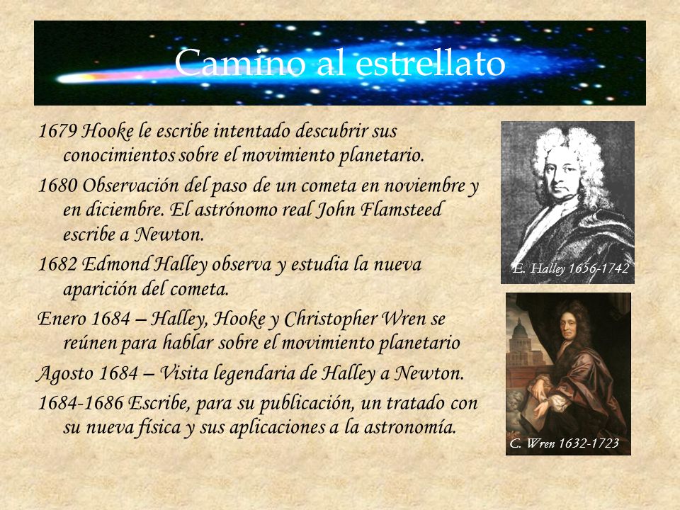 Camino al estrellato 1679 Hooke le escribe intentado descubrir sus conocimientos sobre el movimiento planetario.
