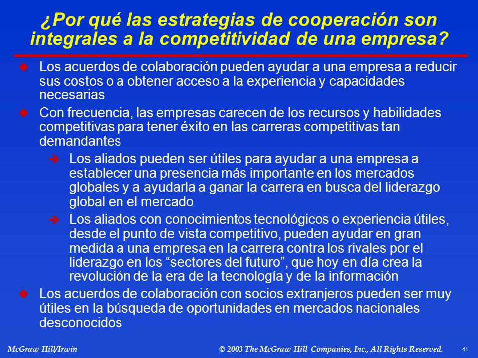 ¿Por qué las estrategias de cooperación son integrales a la competitividad de una empresa