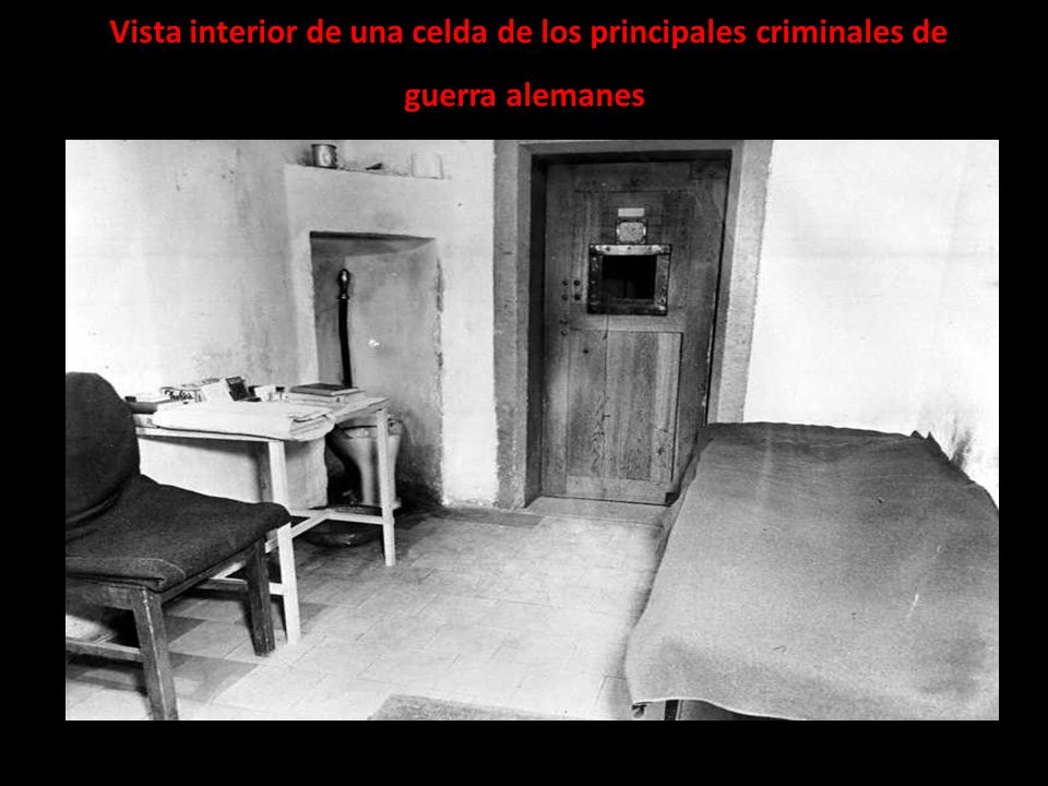 Vista interior de una celda de los principales criminales de guerra alemanes