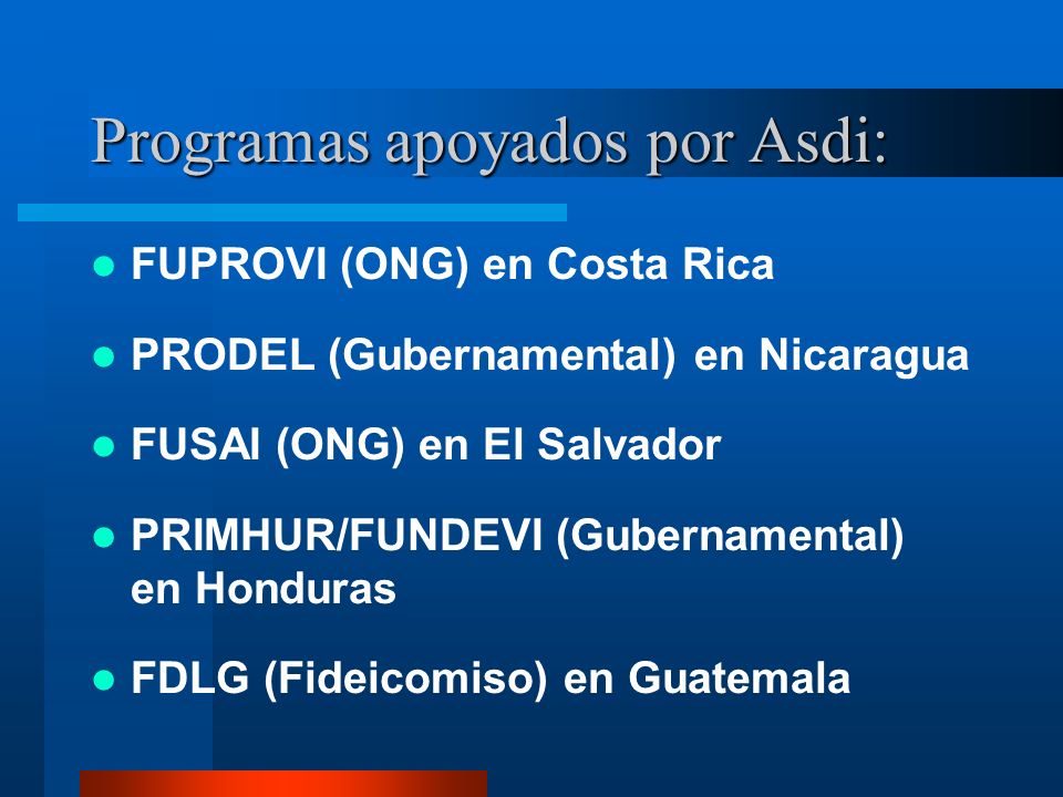 Programas apoyados por Asdi: