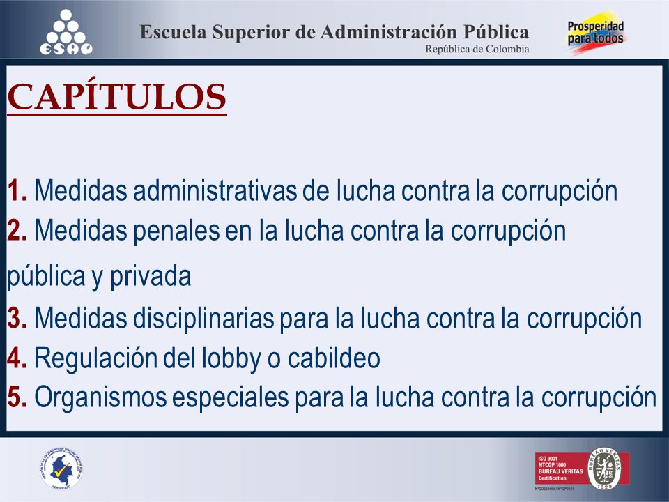 CAPÍTULOS 1. Medidas administrativas de lucha contra la corrupción