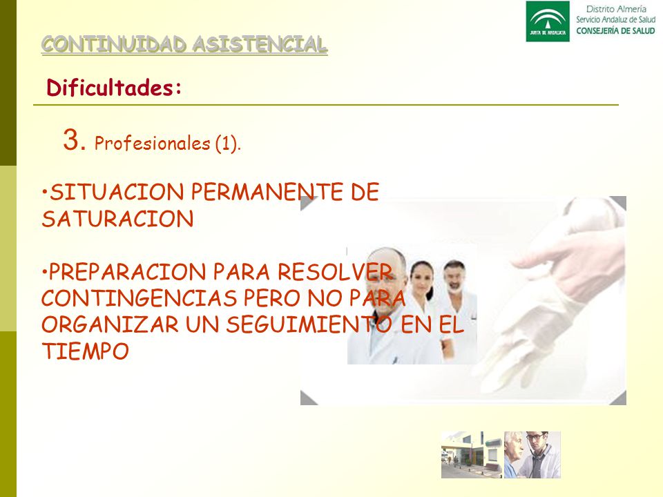 3. Profesionales (1). Dificultades: SITUACION PERMANENTE DE SATURACION