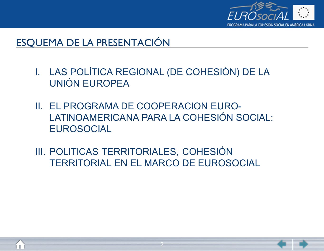 ESQUEMA DE LA PRESENTACIÓN