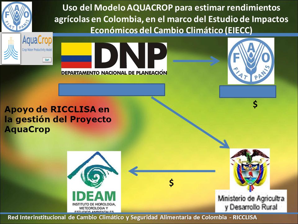 Uso del Modelo AQUACROP para estimar rendimientos agrícolas en Colombia, en el marco del Estudio de Impactos Económicos del Cambio Climático (EIECC)