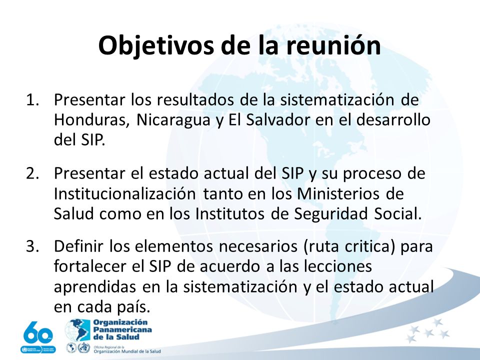 Objetivos de la reunión
