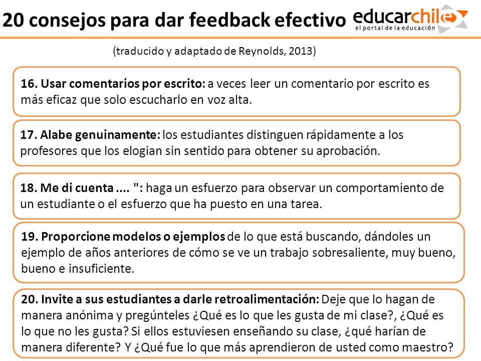 20 consejos para dar feedback efectivo