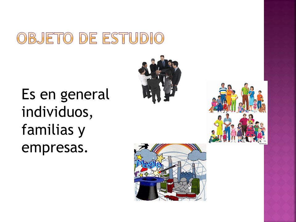 OBJETO DE ESTUDIO Es en general individuos, familias y empresas.