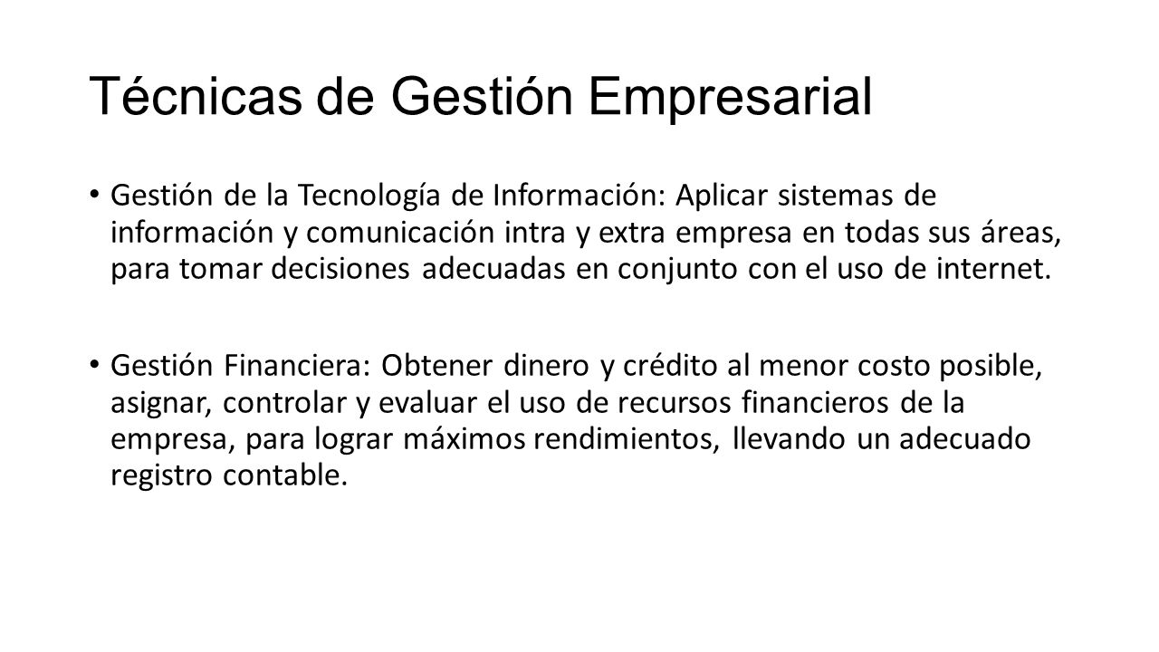 Técnicas de Gestión Empresarial
