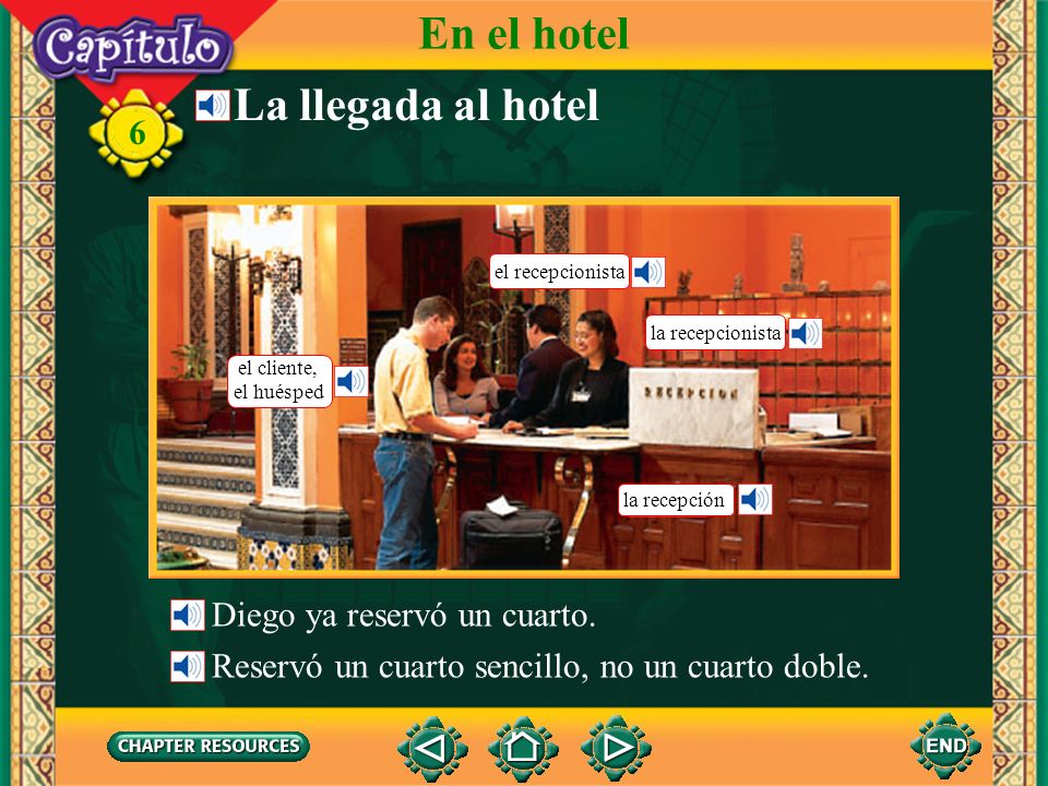 En el hotel La llegada al hotel Diego ya reservó un cuarto.