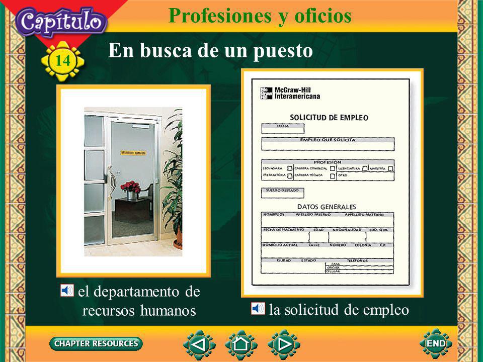 Profesiones y oficios En busca de un puesto el departamento de