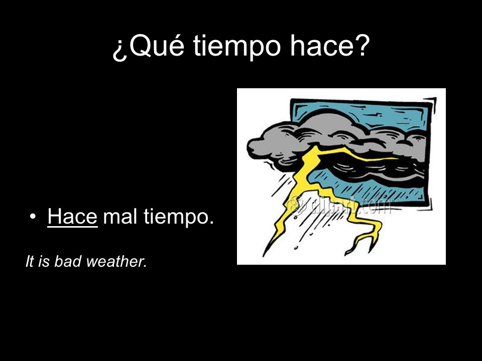 ¿Qué tiempo hace Hace mal tiempo. It is bad weather.