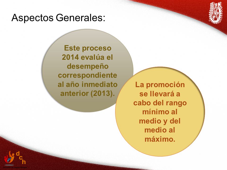 Aspectos Generales: Este proceso 2014 evalúa el desempeño correspondiente al año inmediato anterior (2013).