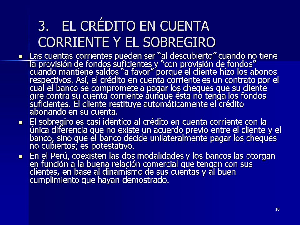 3. EL CRÉDITO EN CUENTA CORRIENTE Y EL SOBREGIRO