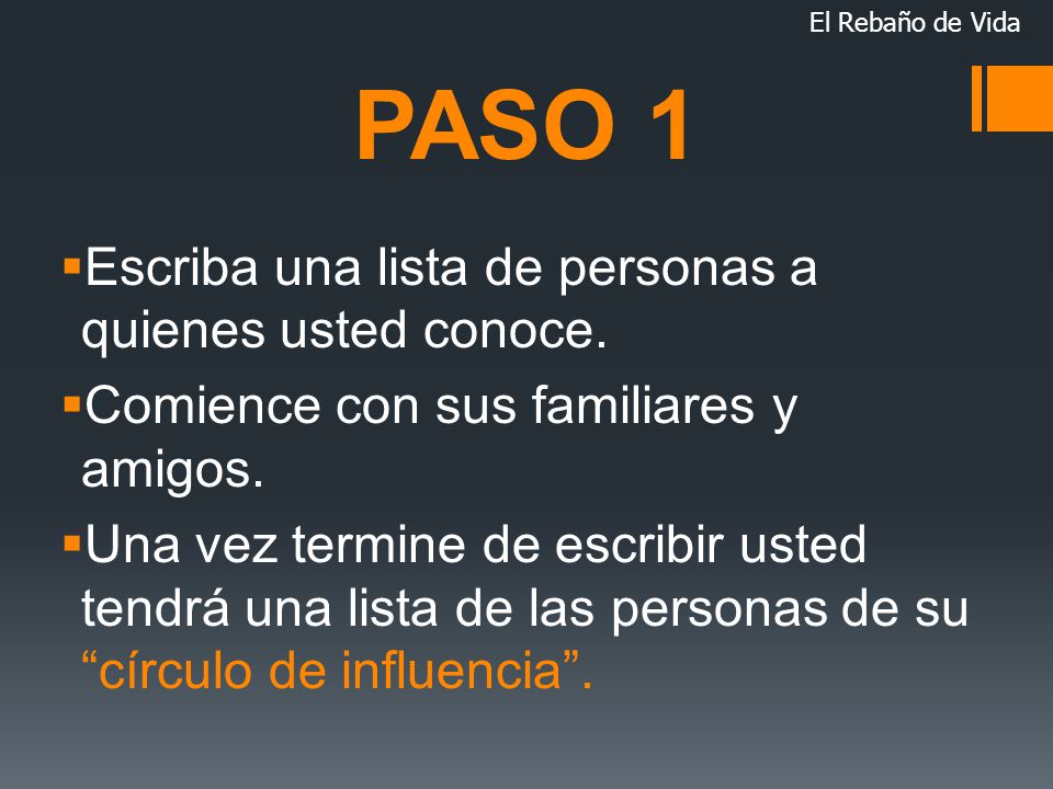 PASO 1 Escriba una lista de personas a quienes usted conoce.
