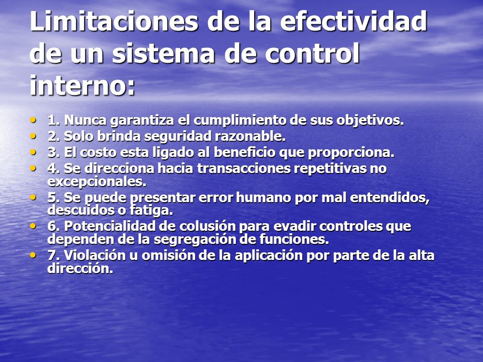 Limitaciones de la efectividad de un sistema de control interno: