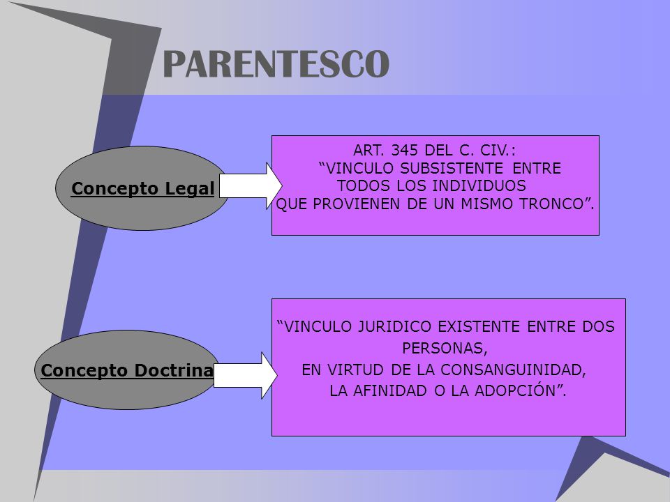 PARENTESCO Concepto Legal Concepto Doctrina ART. 345 DEL C. CIV.: